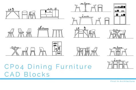 Cp04 Dining Room Furniture Cad Blocks First In Architecture