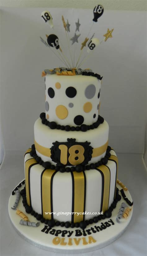 18th Birthday Cake Gold Silver And Black Theme Cakes Pinterest