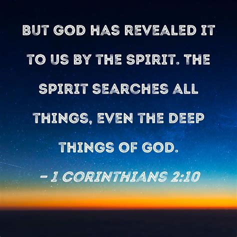 1 Corinthians 210 But God Has Revealed It To Us By The Spirit The