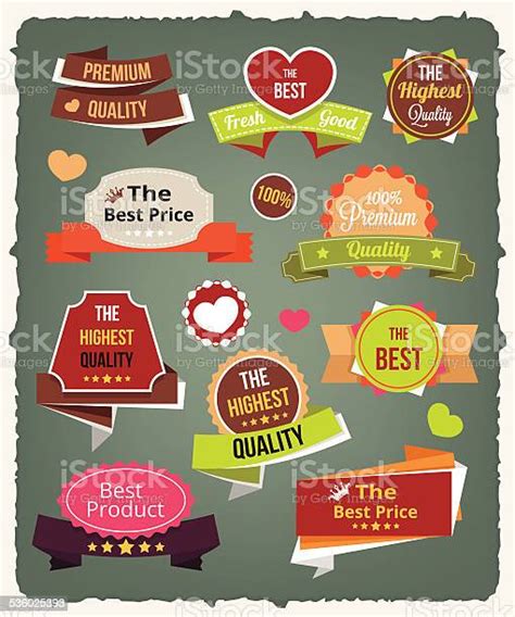 Vector Vintage Colorful Stickers Labels And Badges Set Stock