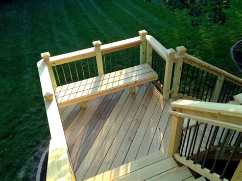 Deck Stair Landing Incorporates A Matching Bench For A Nice Finishing