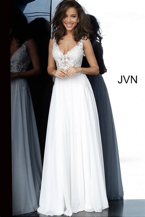Enjoy free shipping on most stuff, even big stuff. JVN02308 Dress | JVN Off White Sheer Embroidered Bodice ...