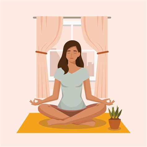 Amazing Cartoon Girl In Yoga Lotus Practices Meditation Practice Of