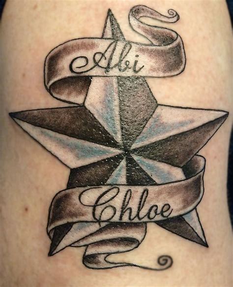 This design can cover a fairly large area of the body ,but at the same time to remain graceful and restrained. Nautical Star With Names By Nicki Saz Tattoo Studio ...