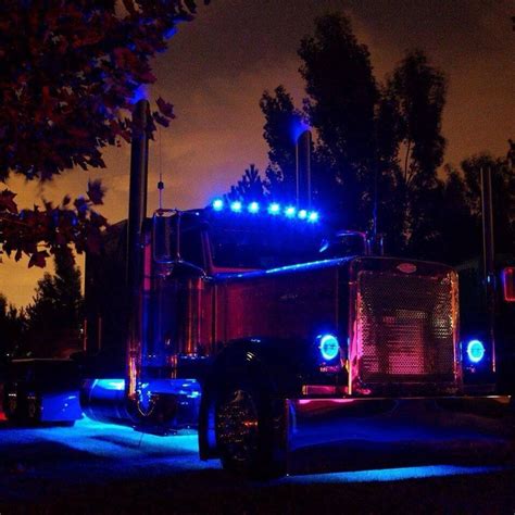Peterbilt Wblue Chicken Lights Big Rig Trucks Big Trucks Custom