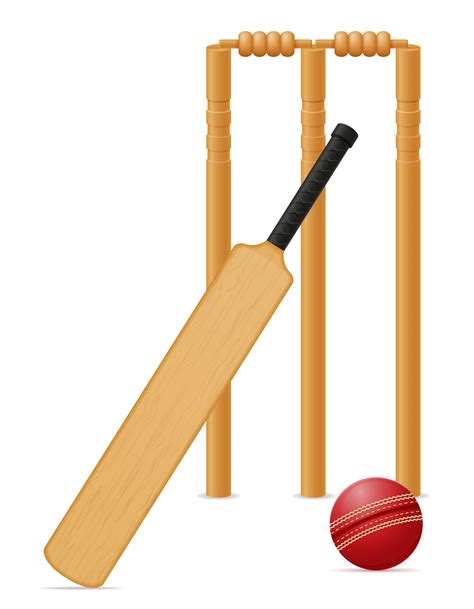 Download The Cricket Equipment Bat Ball And Wicket Vector Illustration