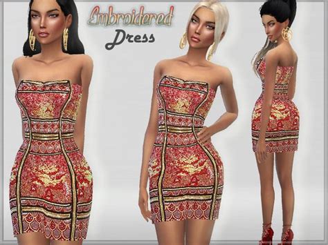 The Sims Resource Embroidered Dress By Puresim Sims 4 Downloads