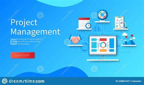 Project Management Banner In 3d Style Stock Vector Illustration Of