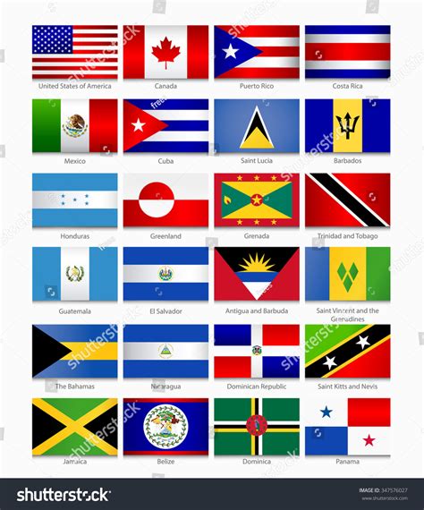 Flags Of The Americas Part 1 Stock Vector 347576027 Shutterstock