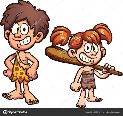 Prehistoric Cartoon Kids — Stock Vector © Memoangeles 168792158