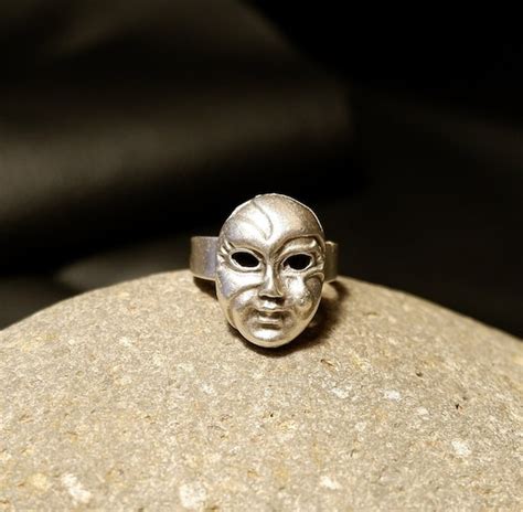 Mask Ring Face Ring Unique Ring Statement Ring Chunky Etsy