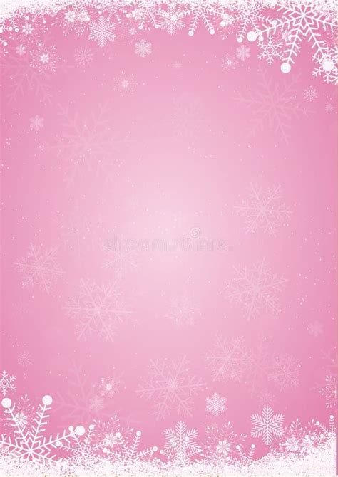 Winter Pink Christmas Background With Snowflake Border Stock Vector