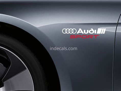 2 X Audi Sports Stickers For Wings White And Red