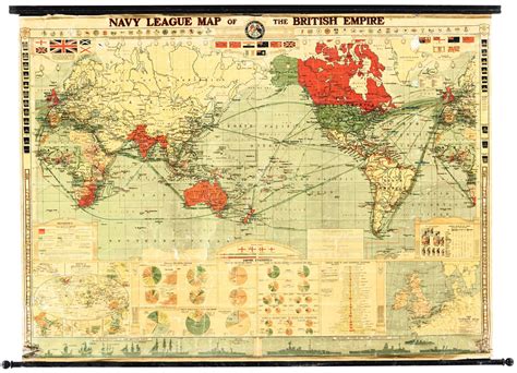 Wall Map Navy League Map Of The British Empire 1930s Travel