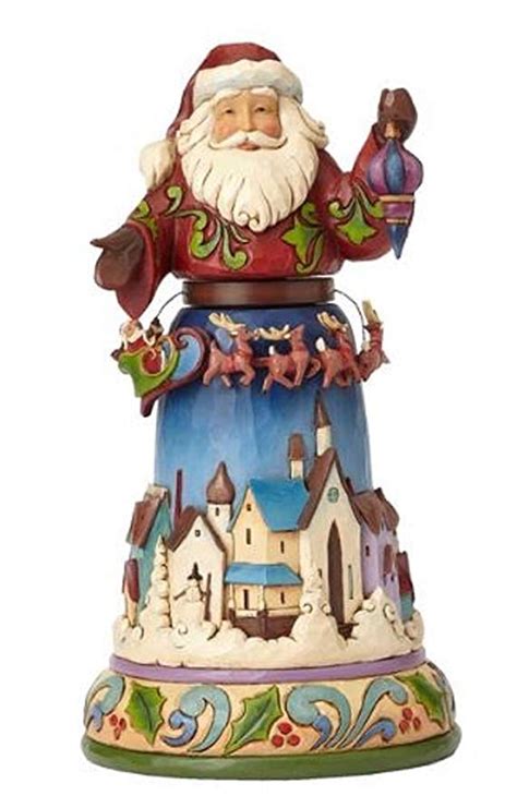 Jim Shore Santa With Rotating Sleigh And Reindeer Home