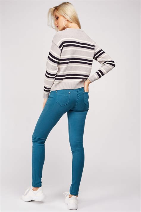 Low Waist Teal Skinny Jeans Just 6