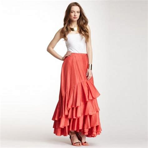 New Style Ruffles Full Length Skirt Custom Made A Line Floor Length Long Maxi Skirt Tiered