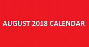 August 2018 Calendar Printable, PDF, Blank, Holidays