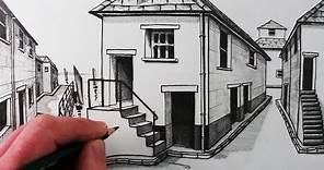 How to Draw a House in 1-Point Perspective: Step by Step