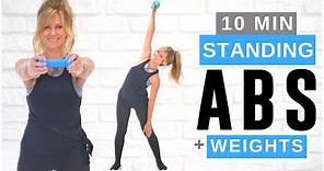 10 Minute STANDING ABS Workout With Dumbbell Weights For Women!