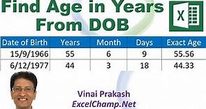Find Age in Years From Date of Birth With Excel