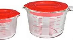 Doonmi- 2 Pack Premium Glass Measuring Cup with Red Lid（1 Cup, 2 Cup), Microwave, Oven, Dishwasher Safe.