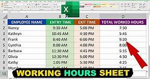 Create Employee Working Hours Sheet in MS Excel | Entry and Exit Time