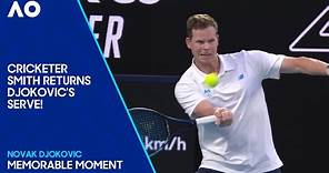 Steve Smith Amazingly Returns Novak Djokovic's Serve! | Australian Open 2024