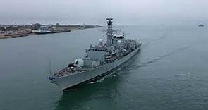 HMS Northumberland arrives HMNB Portsmouth