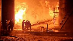 Flames rage after Ukrainian drone hits oil depot in Russia’s Kursk region