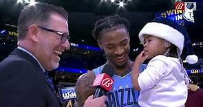 Ja Morant celebrates with his daughter Kaari after recording 6th career triple-double | NBA on ESPN