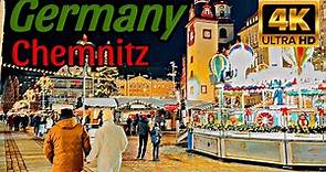 Chemnitz, Germany - Walking Tour in Christmas Market 2023 | Chemnitz 4K | A Walk In Chemnitz