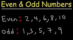 Even and Odd Numbers - Basic Introduction