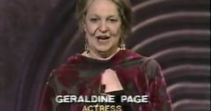 Geraldine Page winning Best Actress for The Trip to Bountiful