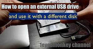 How to open a portable usb hard drive case and use it with a different internal disk