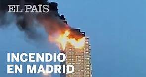 Un INCENDIO quema las últimas plantas de una torre de MADRID