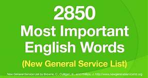 2850 Most Important English Words (NGSL) - With definitions in easy English