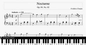Chopin - Nocturne Op. 9 No. 2 in E Flat Major (Easy) Frédéric François (Tutorial Piano score)