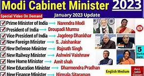 Modi Cabinet Ministers List in English | Latest Appointments 2023 | Current Affairs 2023 in english