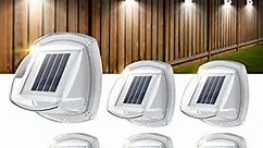Solar Fence Lights Outdoor Waterproof: Upgrade 8 LEDs Outdoor Wall Lights Solar Powered Deck Light Decorative Lighting for Outside Stairs Fence Deck Patio Yard Pathway Porch Step (6 Pack, Cool White)