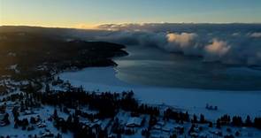 Drone video shows blizzard rolling over Montana's Flathead Lake