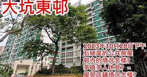 大坑東邨 2023年10月28日 石硤尾的公共房屋 邨內的情況怎樣? 多唔多人休息? 屋邨店舖情況怎樣? Tai Hang Tung Estate Hong Kong Street View@步行街景