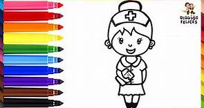 Cómo Dibujar A Una Enfermera 👩‍⚕️ Dibuja y Colorea A Una Linda Enfermera 🏥🩺 Dibujos Para Niños