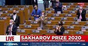 Premio Sakharov 2020, la cerimonia di premiazione dell'opposizione bielorussa