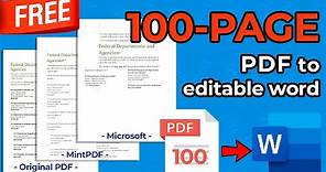 [FREE!] Convert a 100-page PDF to Editable Word without Losing Formatting