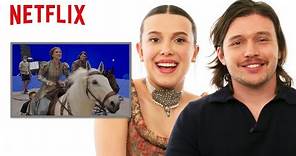 Millie Bobby Brown and Nick Robinson were Riding Fake Horses | Damsel | Netflix
