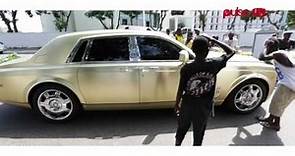 Asamoah Gyan lands in Accra with his Rolls Royce 'Baby Jet'.