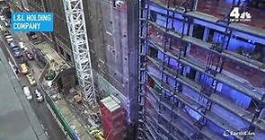 Watch a 14-MILLION Pound Theatre Get Lifted 30 Feet Above Times Square | NBC New York