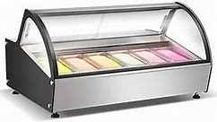 Gelato Freezer Display Case Dipping Cabinet NSF Certified Pan Ice cream Countertop Black Frame 6 Pan DW6R