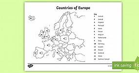 Locating Countries of Europe Map Worksheet